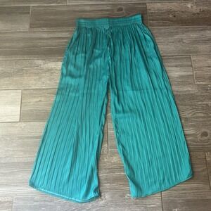ZARA Green Wide Leg Palazzo Pants Size‎ Small Elastic Waist Holiday Christmas